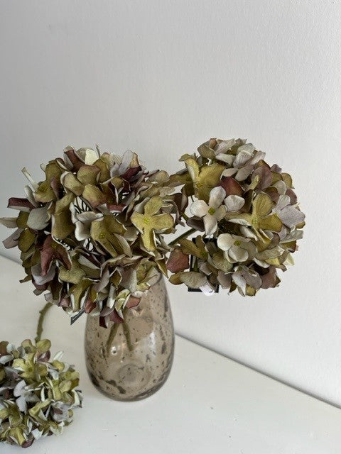 Kunst hortensia groen/bruin